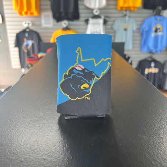 West Virginia Black Bears Blue/Black Pri/State Logo Can Cooler-0