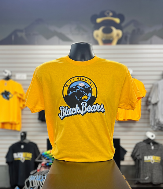 West Virginia Black Bears Gold Primary Logo T-Shirt-0