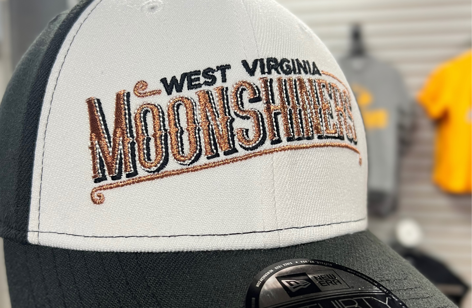 West Virginia Black Bears Moonshiners Black/White Flex Hat-1