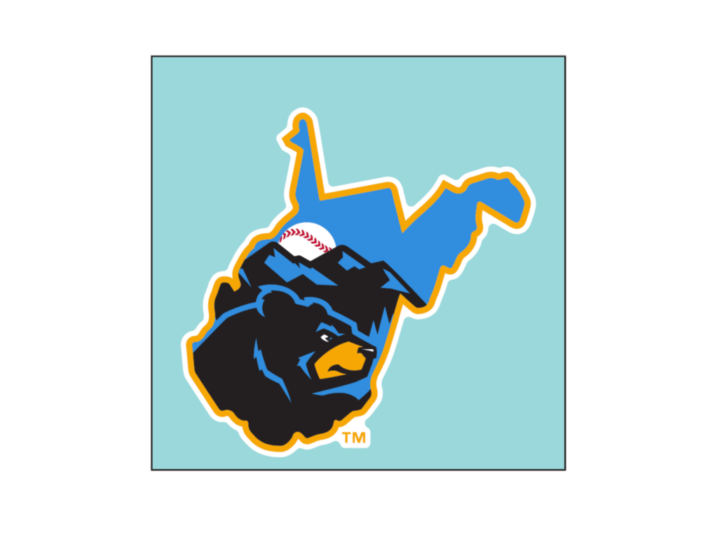 West Virginia Black Bears 4x4 Decal State Logo-0