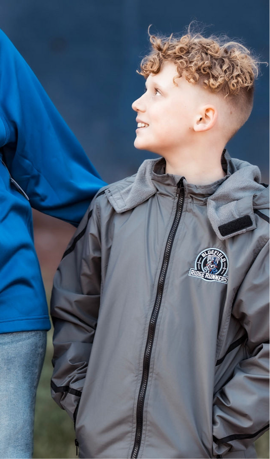 Round Train Pocket Logo Embroidered Grey Winter Coat-0