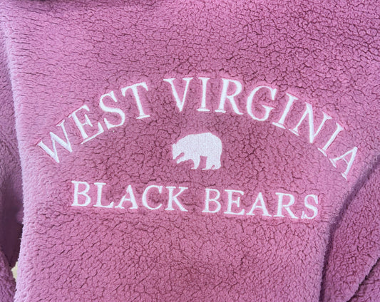 West Virginia Black Bears Ladies Pink Sherpa Hoodie-1