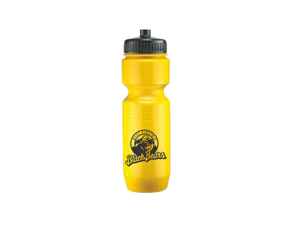 West Virginia Black Bears Yellow Black Plastic Water Bottle