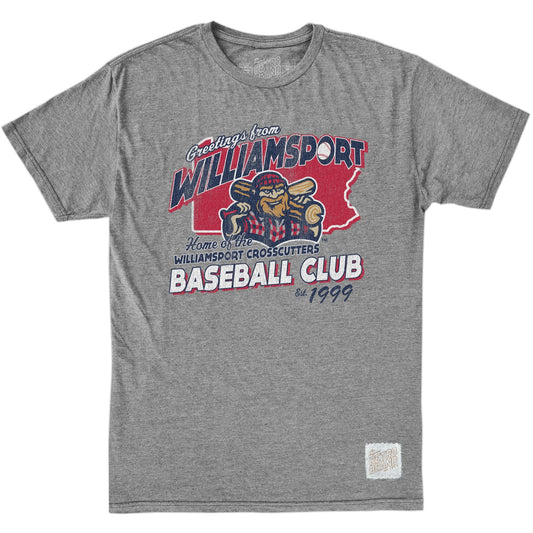 Williamsport Crosscutters Retro Gray Baseball Club Tshirt-0