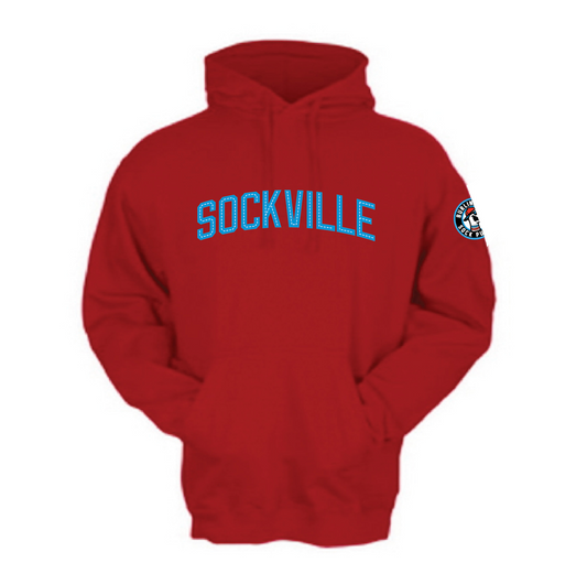 Sock Puppets "Sockville" Red Hooded Sweatshirt-0