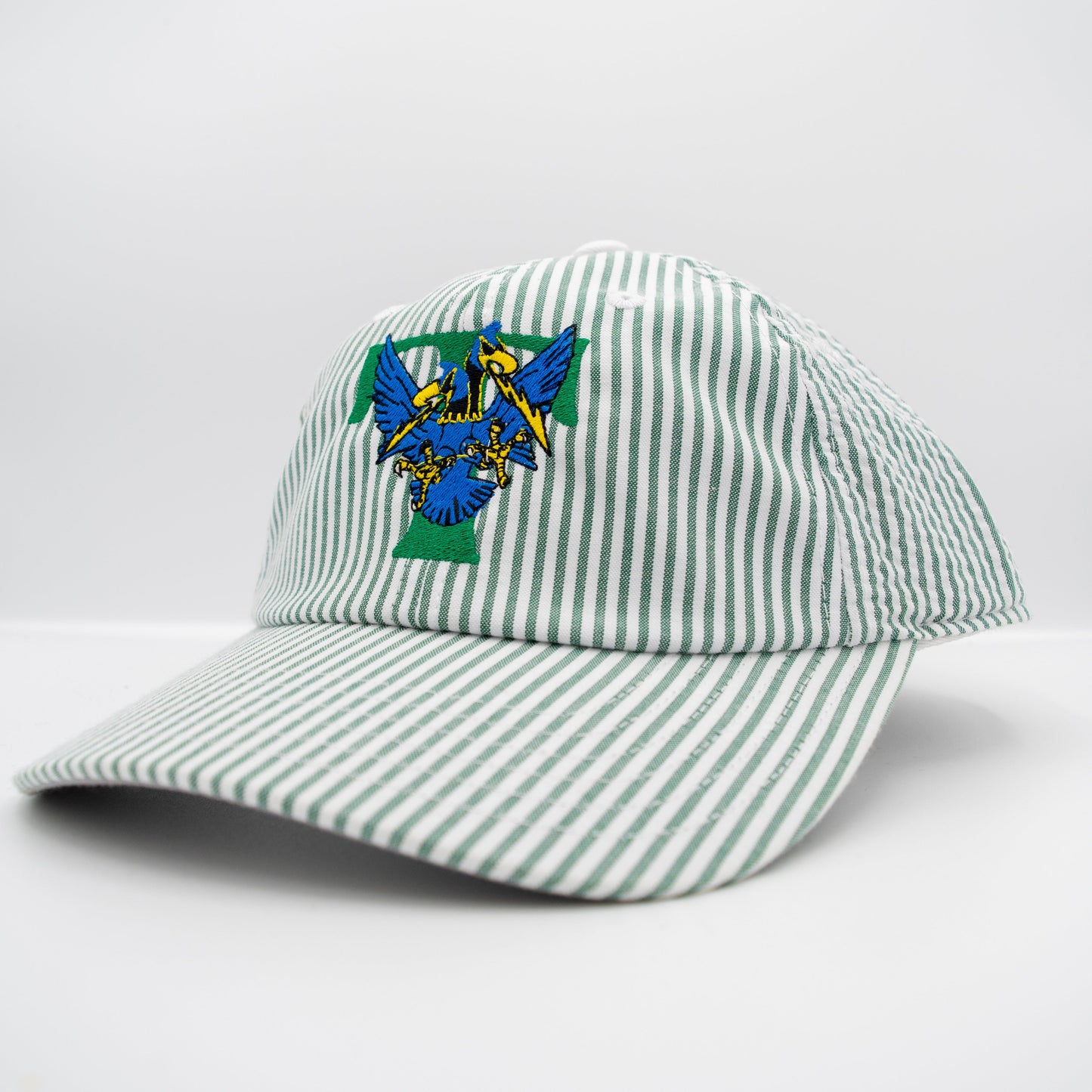 Green and White Seersucker Thunderbird Hat