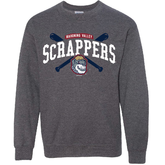 Youth Dark Heather Scrappers Baseball Bat Crewneck Sweatshirt-0