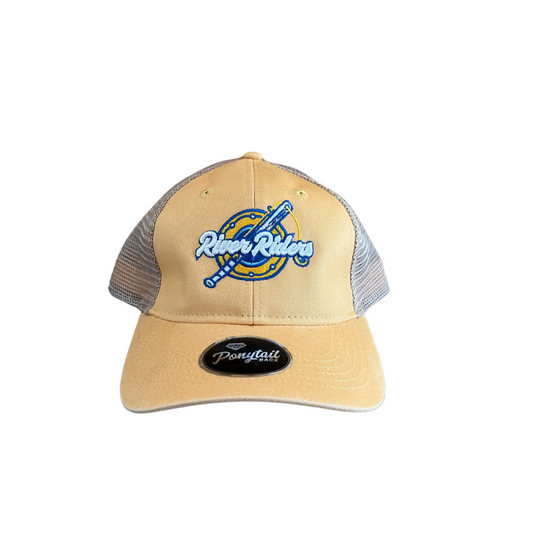 River Riders Women's Yellow Pony Tail Logo Cap-0