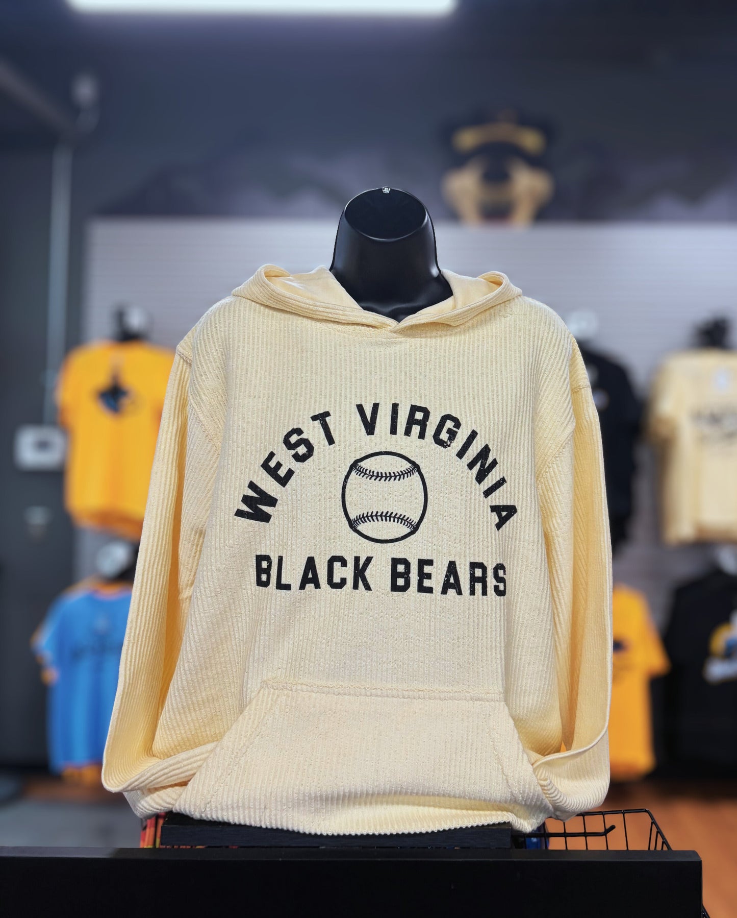 West Virginia Black Bears Yellow Corded Hoodie
