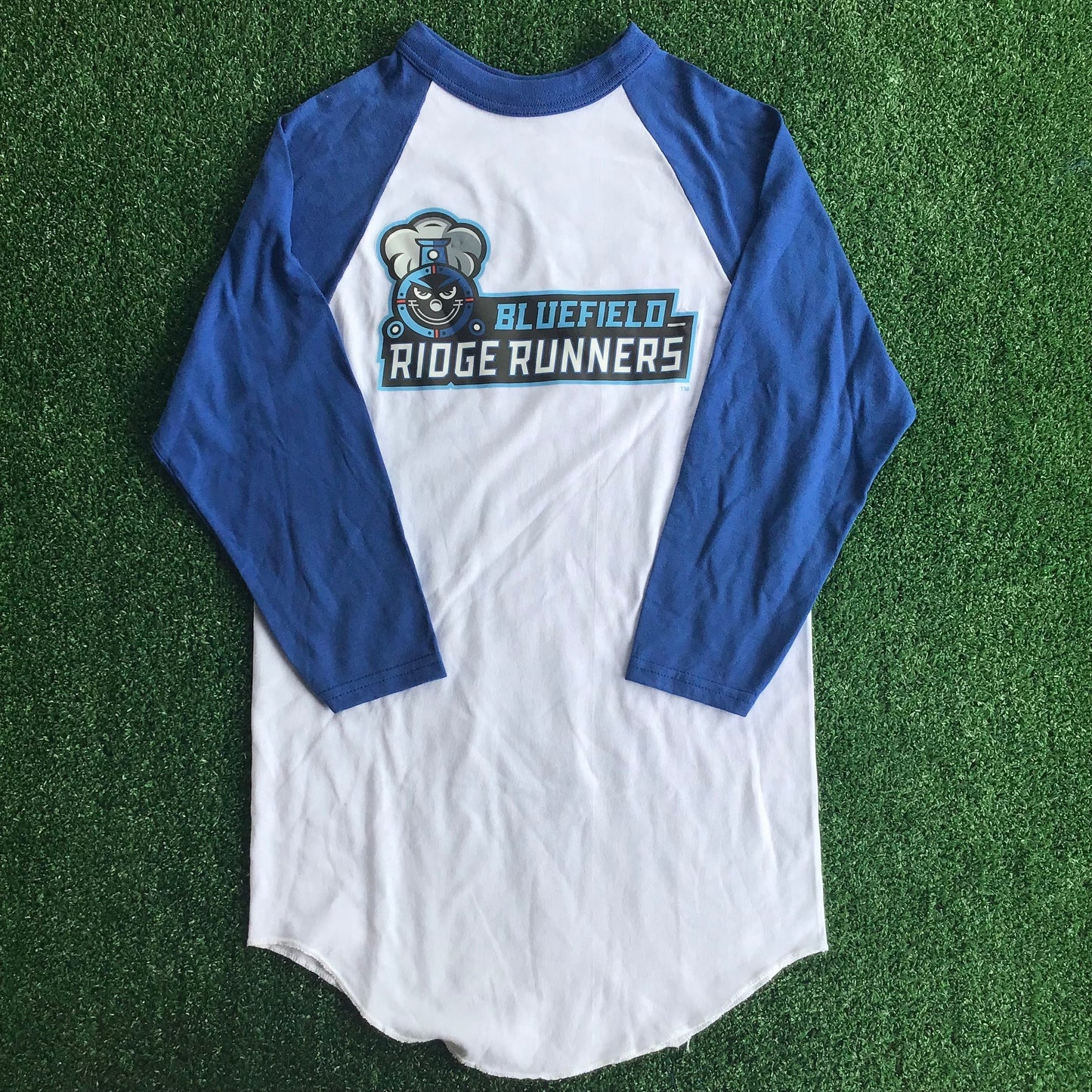 Long Train White/Blue Cotton 3/4 Sleeve