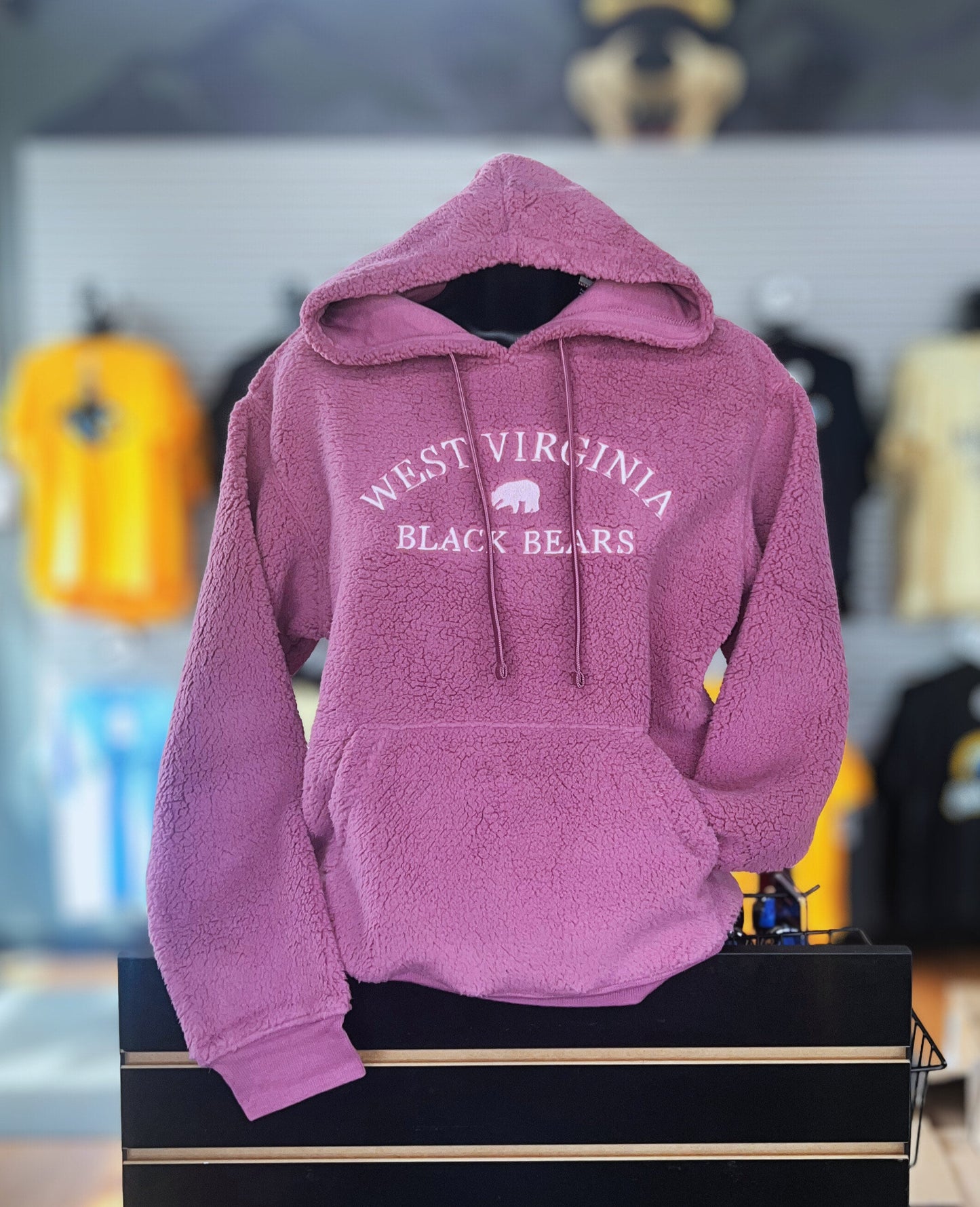 West Virginia Black Bears Ladies Pink Sherpa Hoodie