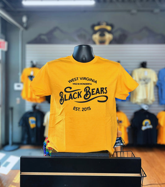 West Virginia Black Bears Wild & Wonderful Gold Tee-0