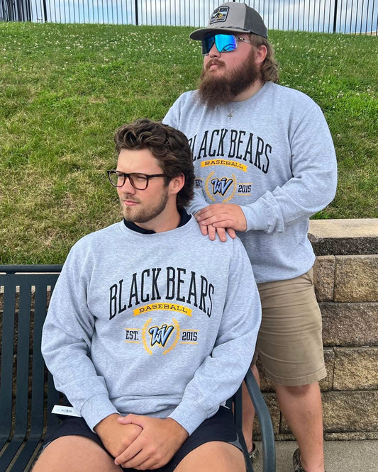 West Virginia Black Bears Heather Gray Fundamental Fleece Crewneck-2