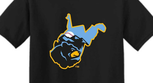 West Virginia Black Bears Black State Logo T-Shirt-1