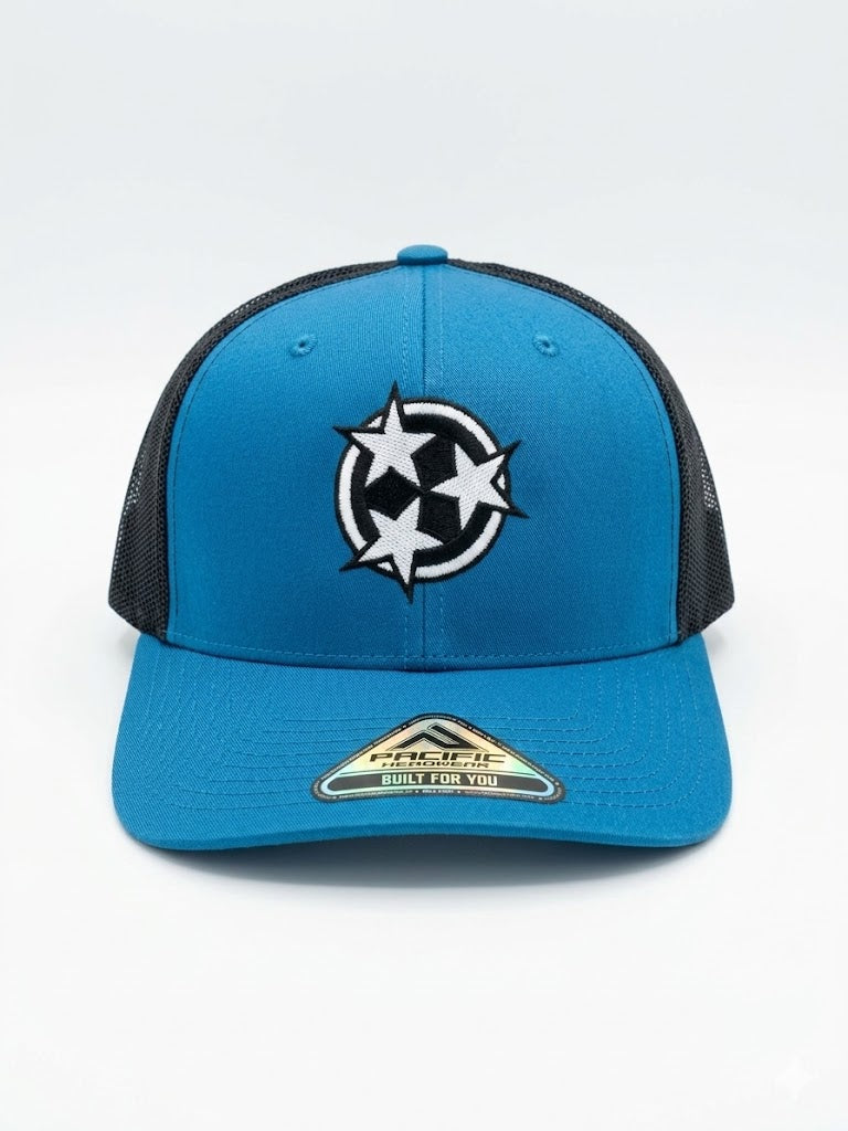 Blue & Black Tri-Star Trucker Hat