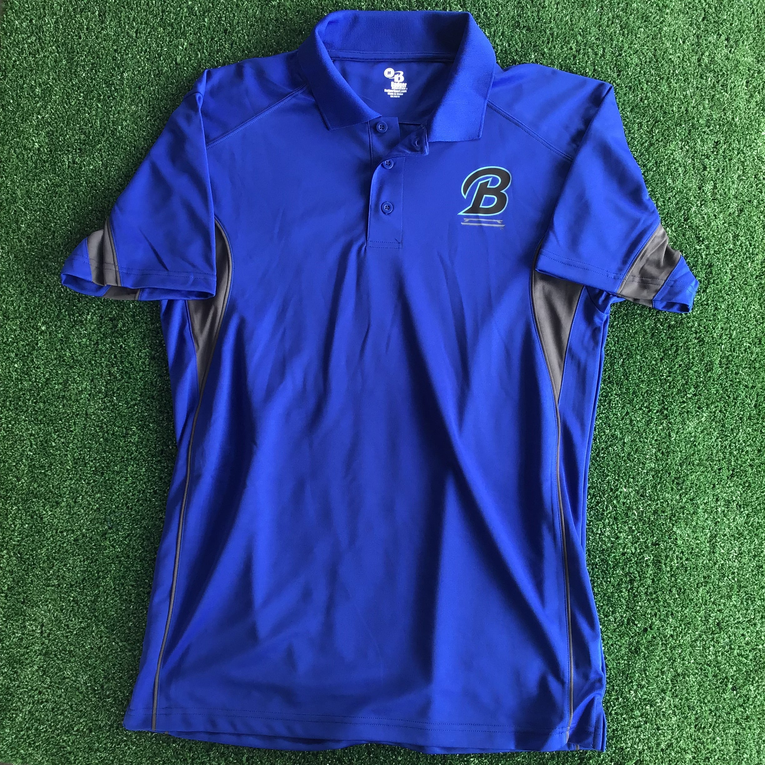 Two Toned B Logo Blue/Grey Short Sleeve Polo-0