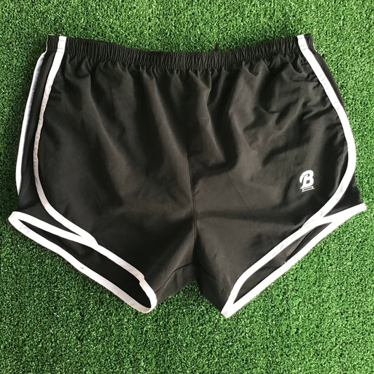 B Logo Embroidered Black Running Shorts-0