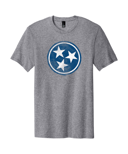 Distressed Tri Star - Heather Grey-0