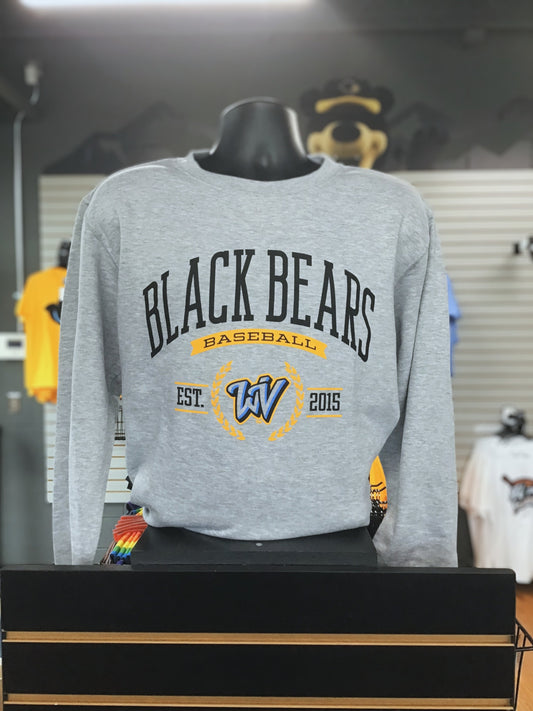 West Virginia Black Bears Heather Gray Fundamental Fleece Crewneck-0