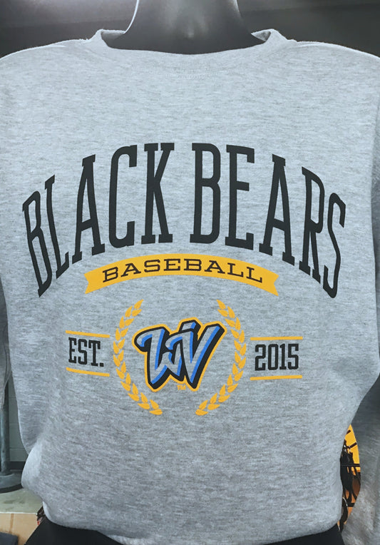 West Virginia Black Bears Heather Gray Fundamental Fleece Crewneck-1