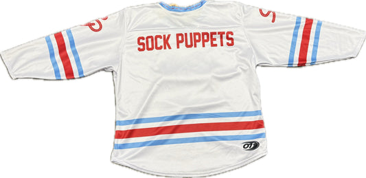 Sock Puppets White Hockey Jerseys-1