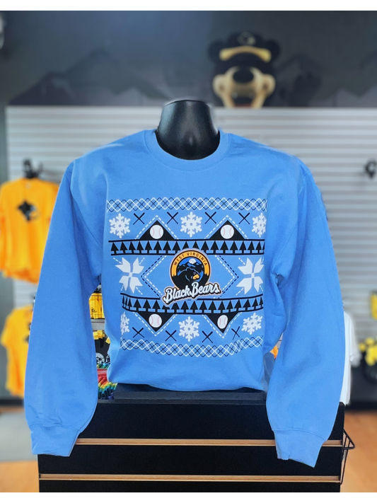 West Virginia Black Bears Blue Pri Holiday Crewneck-0