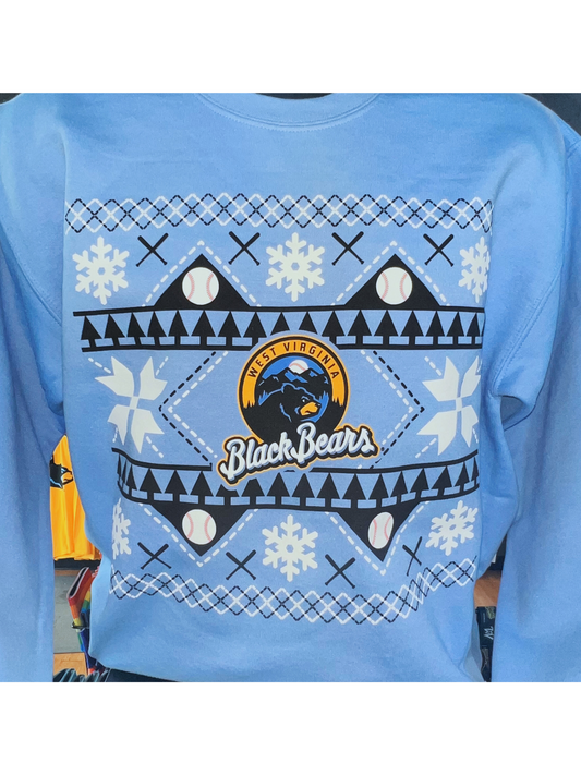 West Virginia Black Bears Blue Pri Holiday Crewneck-1