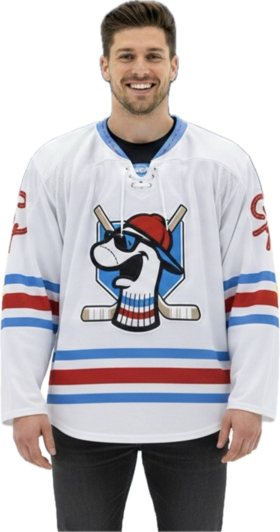 Sock Puppets White Hockey Jerseys