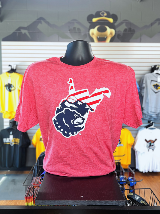 West Virginia Black Bears Red State Stars & Stripes Tee-0