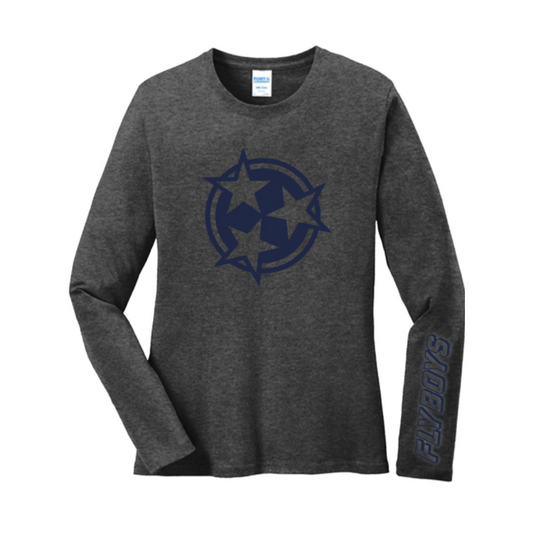 Ladies Long Sleeve Tri-Star Grey Tee-0