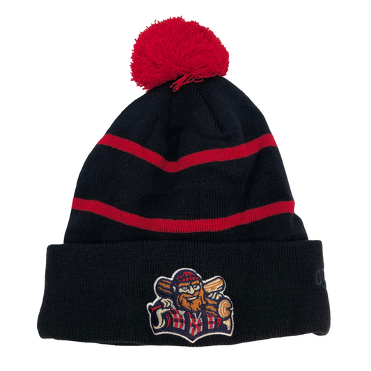Navy, Red Striped Knit Beanie-0