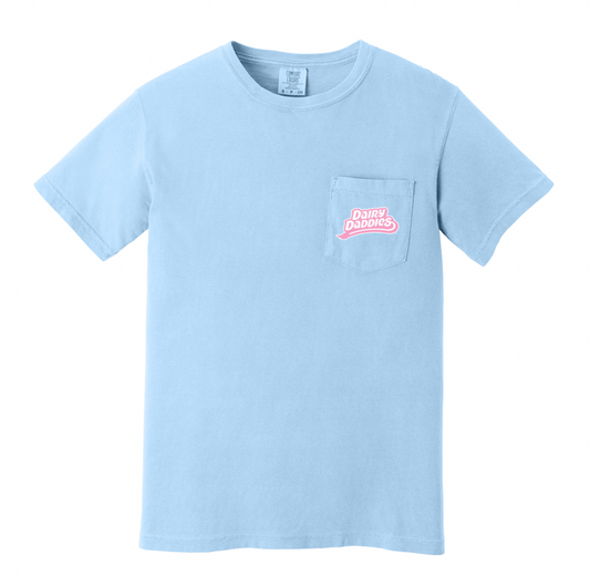 Comfort Colors Baby Blue Dairy Daddies Pocket T-Shirt-0