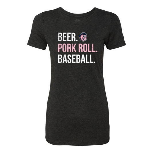 Women's Beer Pork Roll Baseball Tee-0