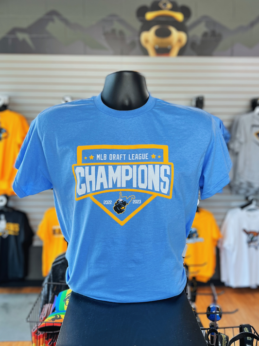 West Virginia Black Bears Blue Champs Logo Tee-0