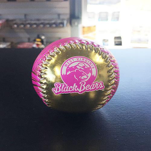 West Virginia Black Bears Pink and Gold Baseball-2