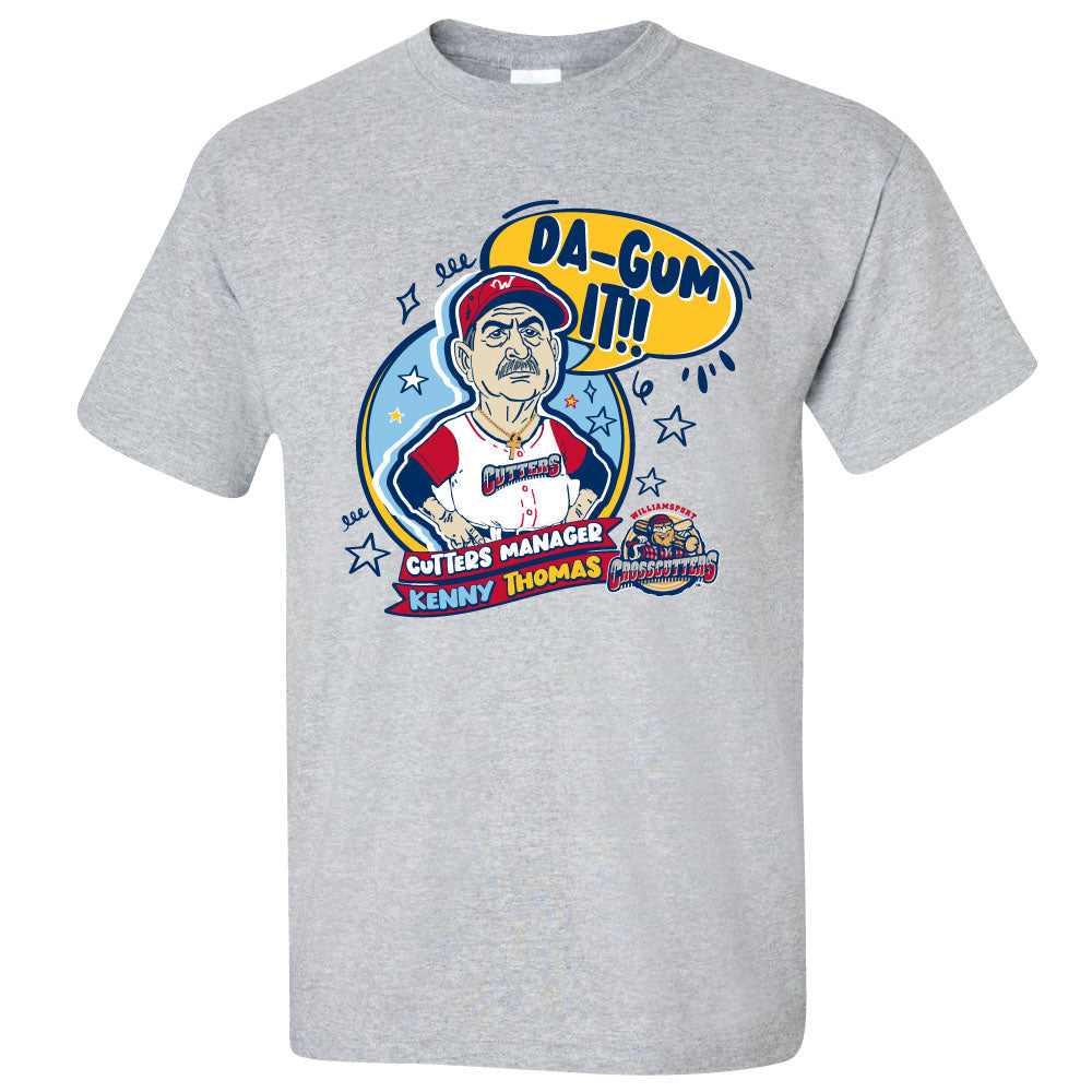 Williamsport Crosscutters Kenny Thomas Strike Out Cancer "Da-Gum It" Tshirt
