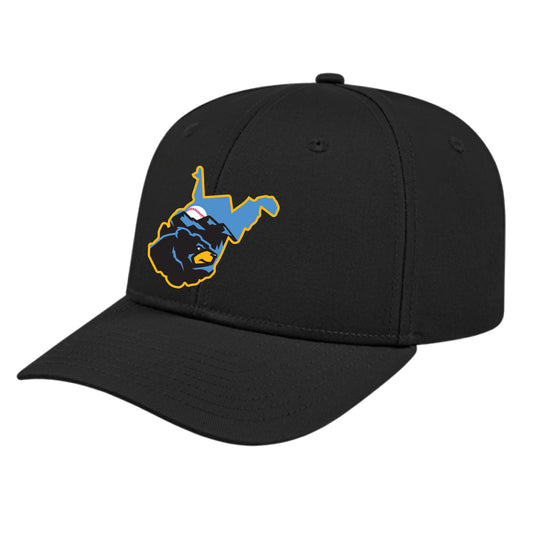 West Virginia Black Bears Black State Logo Snapback Hat-0