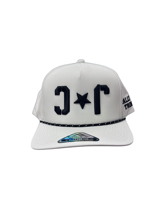 White Upside Down JC Snapback Hat-0