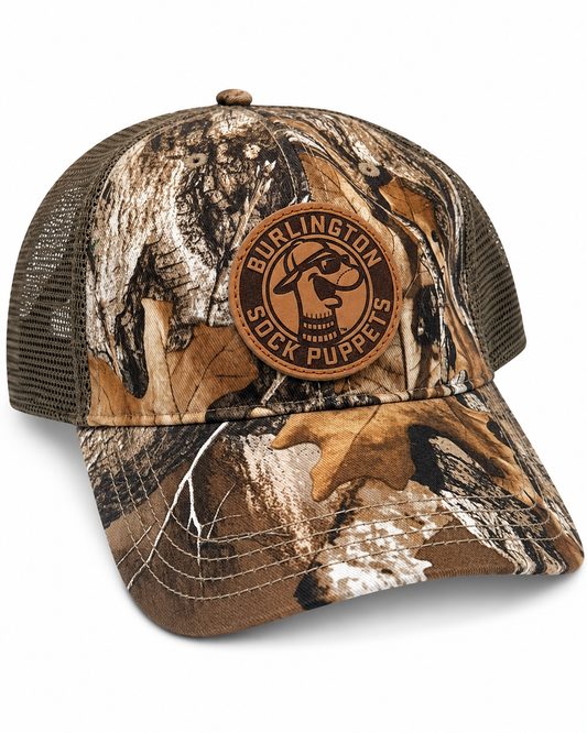 Leather Patch Camo Trucker Hat-0