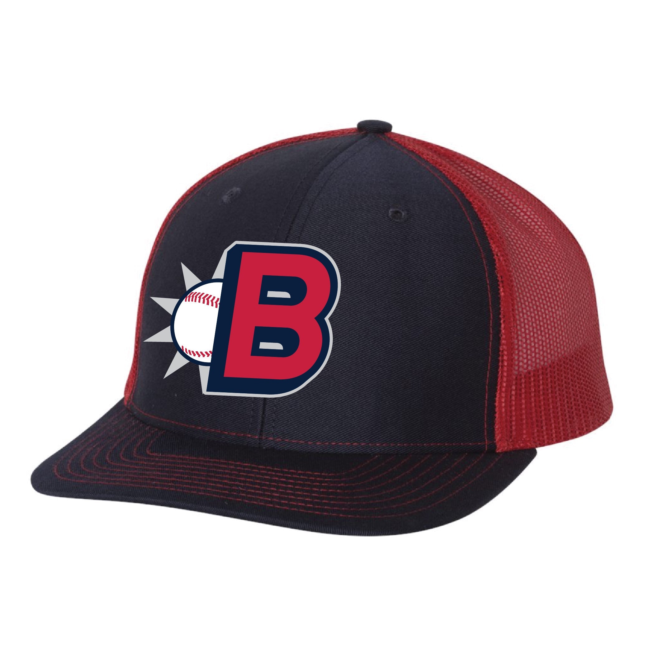 Bristol State Liners "B" Logo Red and Navy Mesh Back Adjustable Hat-0