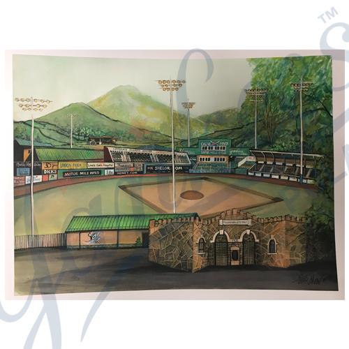 Pulaski Yankees P. Buckley Moss Calfee Park Print - 30.5" x 22.5"-0